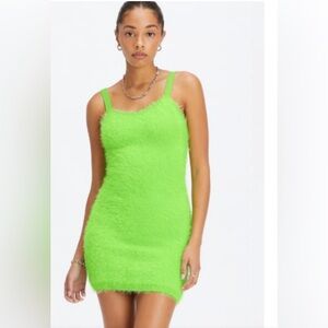 Fabletics Neon Green Fuzzy Mini Dress